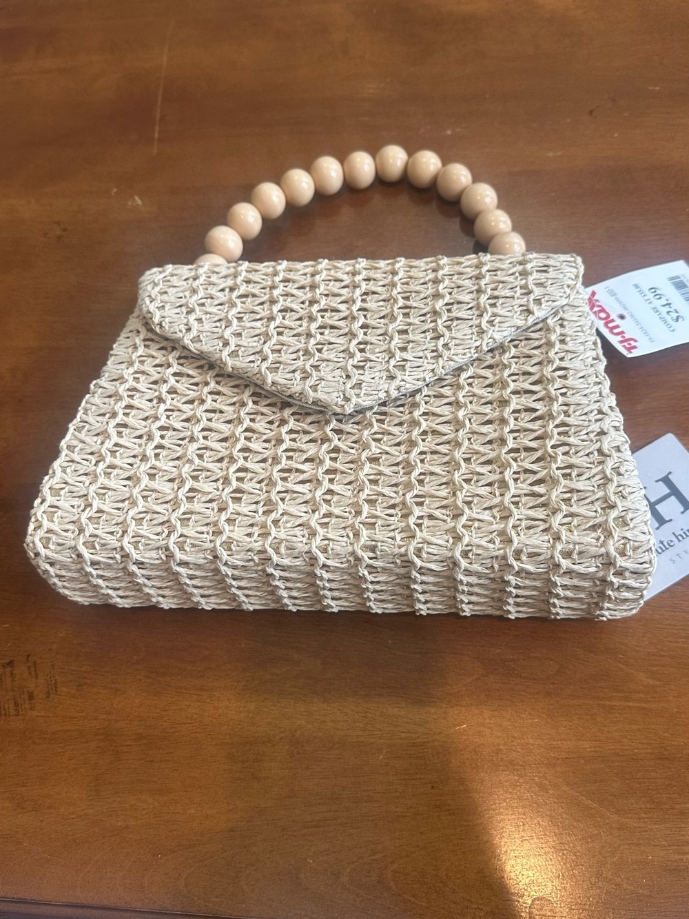 Woven Straw Top-Handle Bag in Natural
